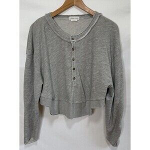 Lovers + Friends Henley Top Long Sleeve Henley Pullover Grey  Size Small